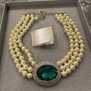 Heidi Daus Green gem and pearl necklace